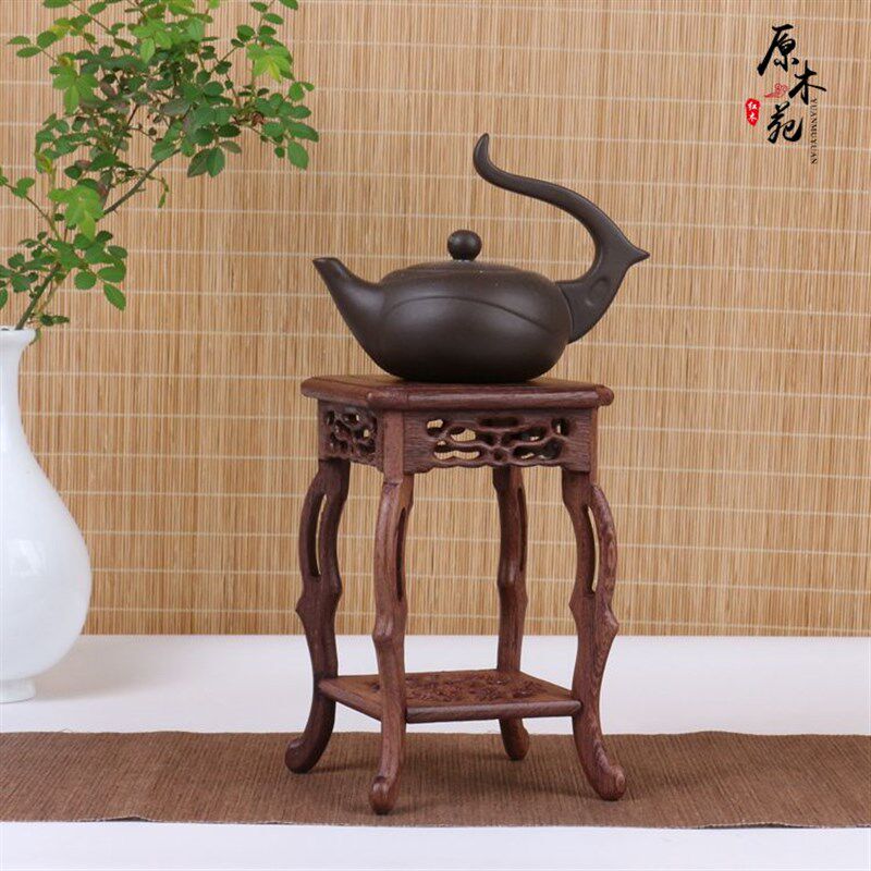 红木小盆景底座工艺品摆件木头底座实木鸡翅木复古花盆底座木托架