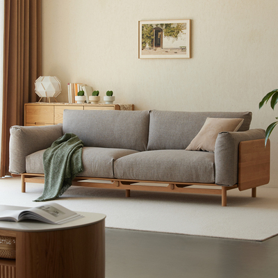 原始原素全实木沙发白橡木现代简约小户型三人位布艺沙发椅M2061