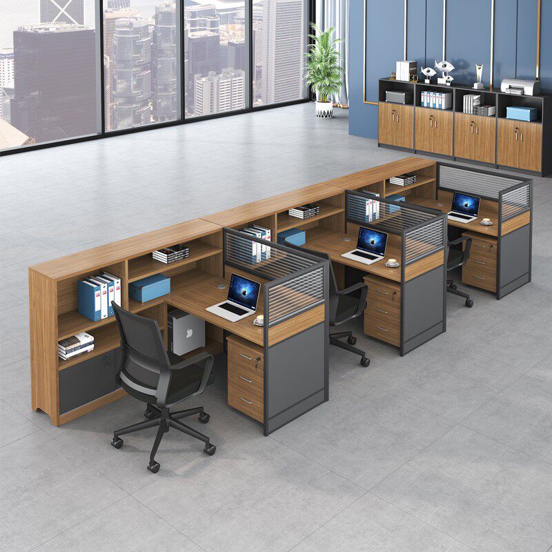 职员办公桌椅组合4人位二双6四员工桌子办公室财务卡座工位办公桌