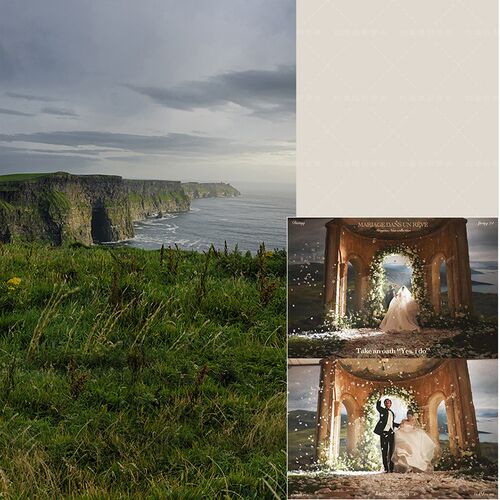 影楼仿实景风景拍照背景布大海海平线写真背景纸婚纱拍照写真背景