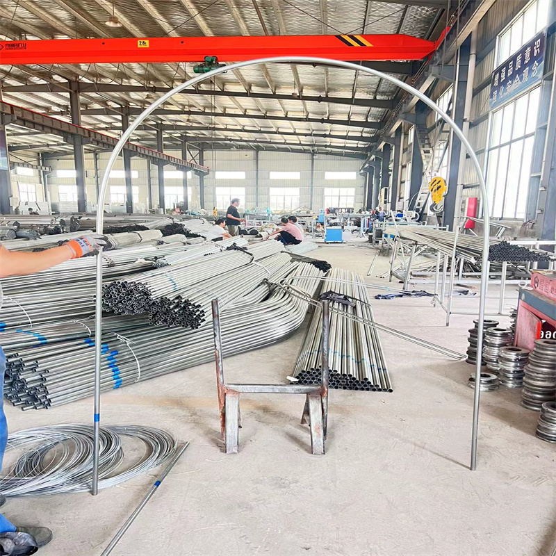 大棚骨架塑料薄膜遮阳立柱卷膜杆弯管热镀锌圆管折弯拍扁打孔配件