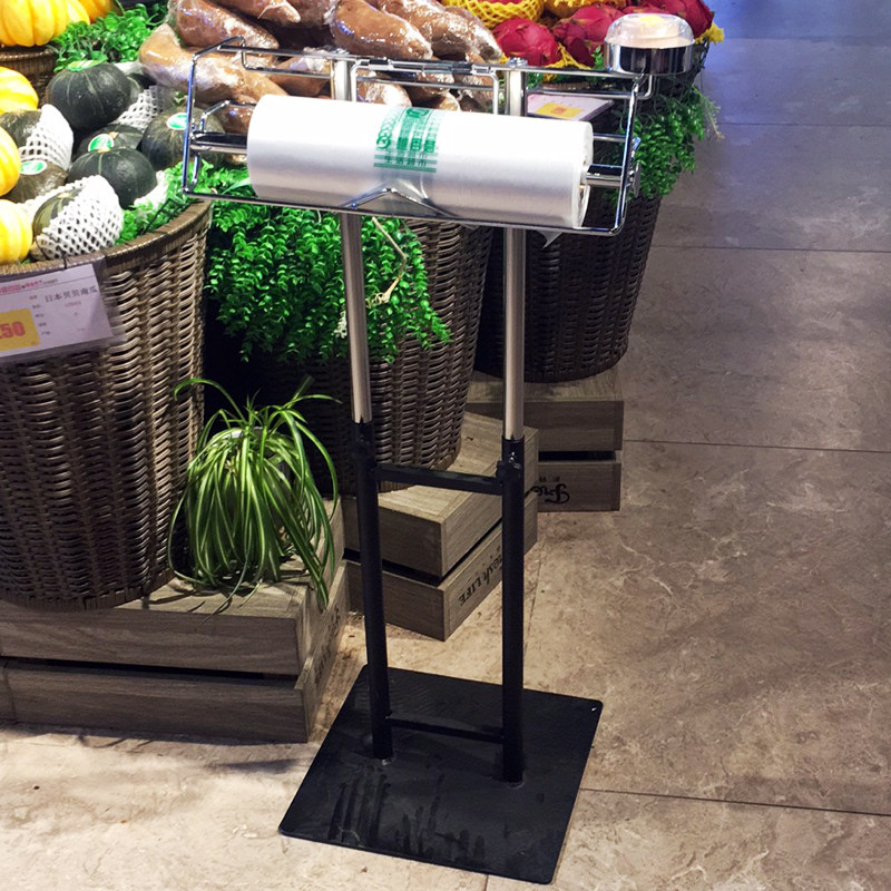 落地升降式连卷袋支架手撕袋挂架自动断袋架湿手器堆头展示支架