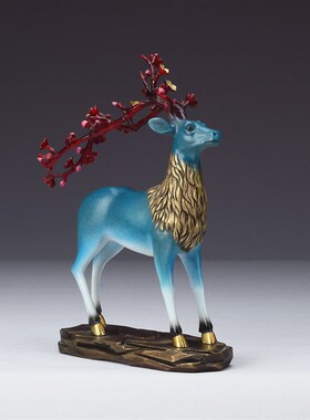 彩铜鹿行大运摆件家居办公室桌面梅花鹿铜工艺品一鹿顺风礼品