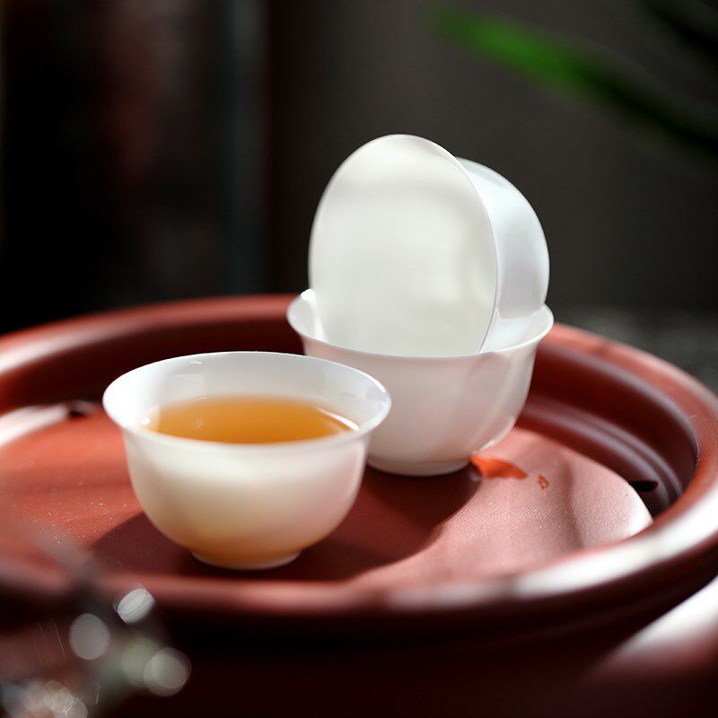 薄胎白玉令功夫茶杯工夫茶具若深杯白瓷薄瓷口杯骨瓷茶杯小巧