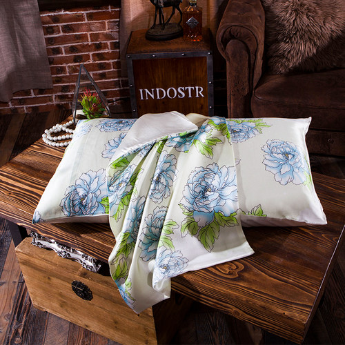 绿中缘真丝枕套100桑蚕丝纯真丝枕头套公主风信封真丝美容枕套