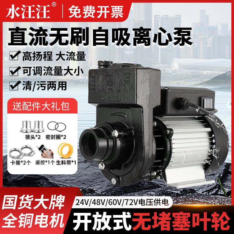 直流无刷自吸离心泵24V48V60伏电瓶车抽水机农用大流量洒水车水泵