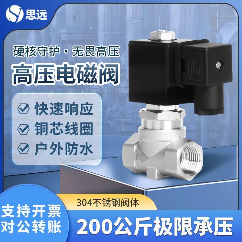 200公斤不锈钢高压电磁阀220V24V控制管道开关通径10毫米防水阀门