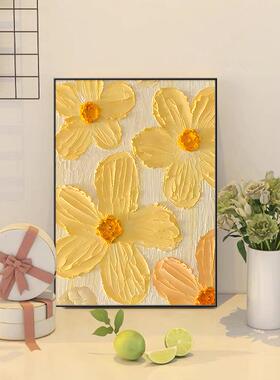 玄关挂画走YJH客厅装饰画in奶级油风肌s理高壁画廊卧室桌面摆画摆