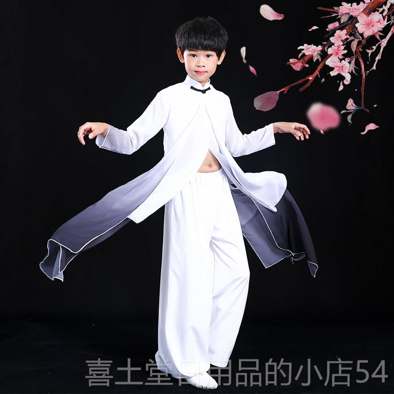 高档古男演服装、典雅表中式太极舞女服装、墨舞剑青年强典扇舞服图片