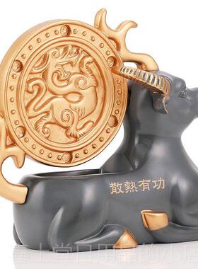 高档李居明常祥年吉[犀利牛]摆件放南方或厨摆房解火毒摇钱物水