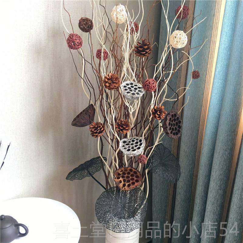 高档龙柳花树枝干枝装饰玄关橱窗花客厅落摆地花瓶叶脉插花干装饰