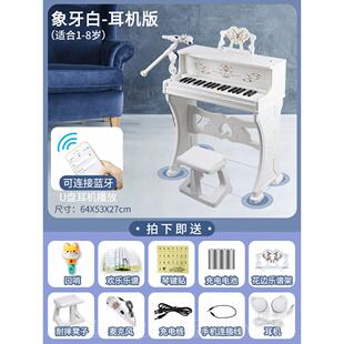 高档钢琴儿童学玩具女孩多功数字键盘初者以演奏乐器带麦克风3能