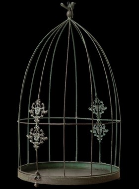 掬涵欧式铁艺装饰鸟笼花器摆件烛台插花吊兰花盆复古悬挂橱窗道具