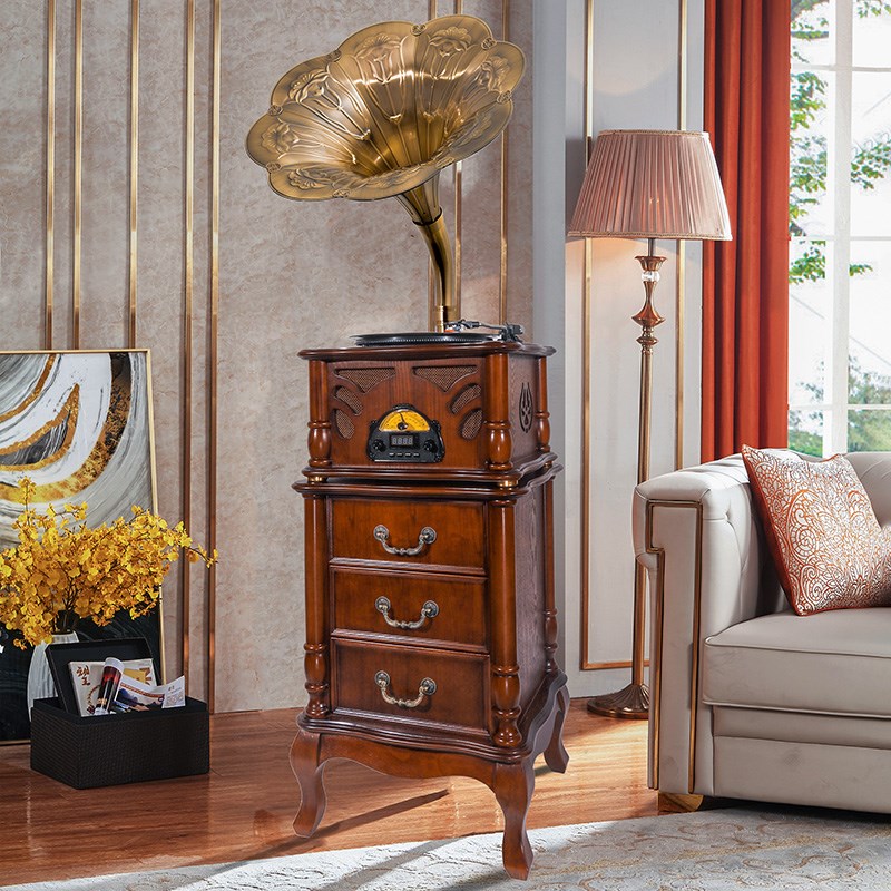 今墨留音机复古客厅欧式黑胶唱片机大喇叭老式电唱机留声机S1