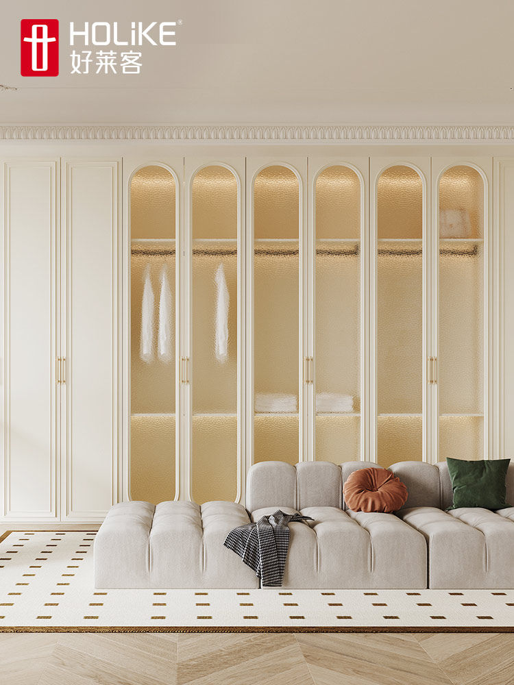 好莱客法式奶油风全屋定制 衣柜衣帽间餐边柜电视柜玄关柜阳台柜