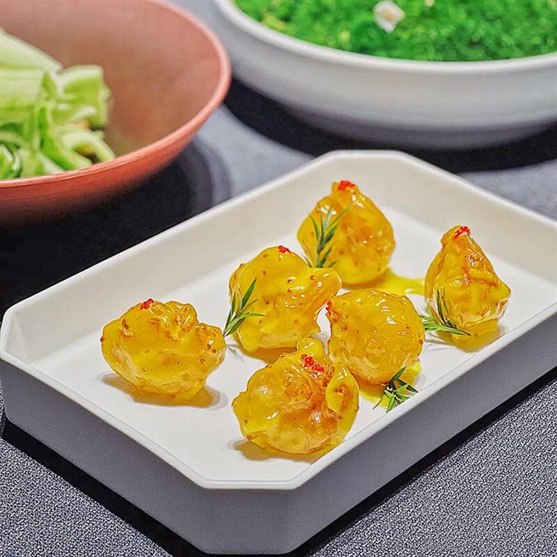 酒店中厨餐具长方直边盘特色创意餐具折角盘冷菜凉菜会所摆菜盘子