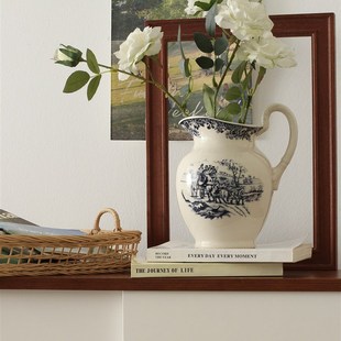 微瑕 冰裂釉欧式覆古高级感提壶花瓶陶瓷插花摆件提手可水培鲜花