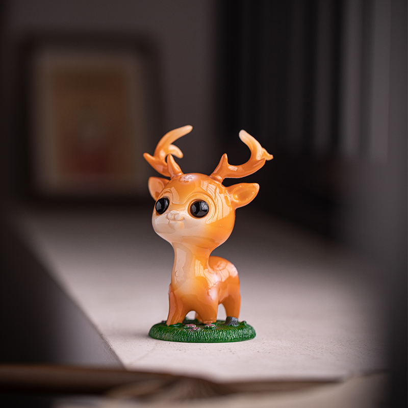 动物招财可爱梅花鹿摆件家居客厅办公桌桌面装饰品摆设生日小礼品