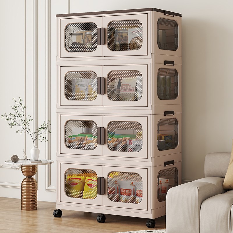 80cm免安装加厚收纳柜大容量储物柜家用多层折叠衣柜零食柜杂物柜