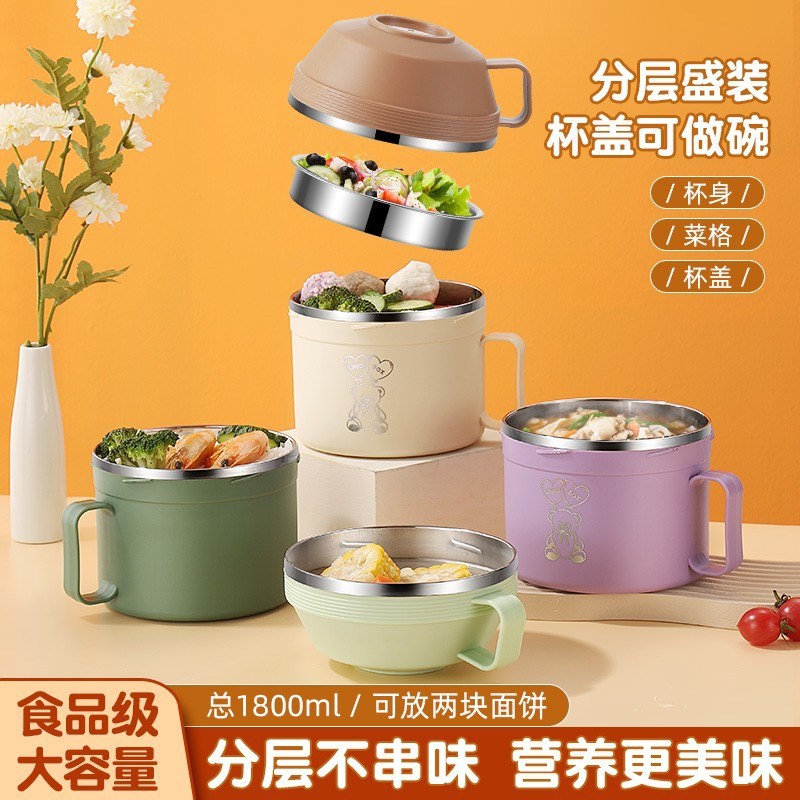 加厚不锈钢保温饭盒学生便当盒上班族快餐杯宿舍食堂多层分格餐盒