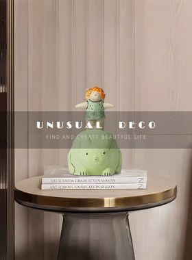 创意彩绘陶瓷饰品兔子与女孩摆件现代样板间儿童房卧室客厅摆设