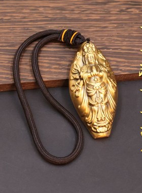 实心黄铜千手手把件观世音菩萨雕刻工艺品转运保平安挂件摆件