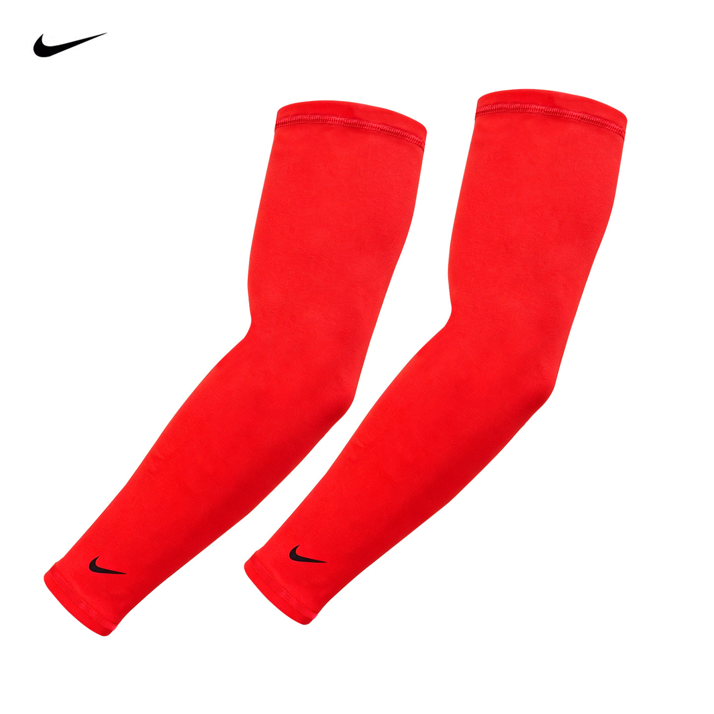 Nike防晒冰袖红色运动护臂男女户外防晒袖套凉感防紫外线吸湿排汗