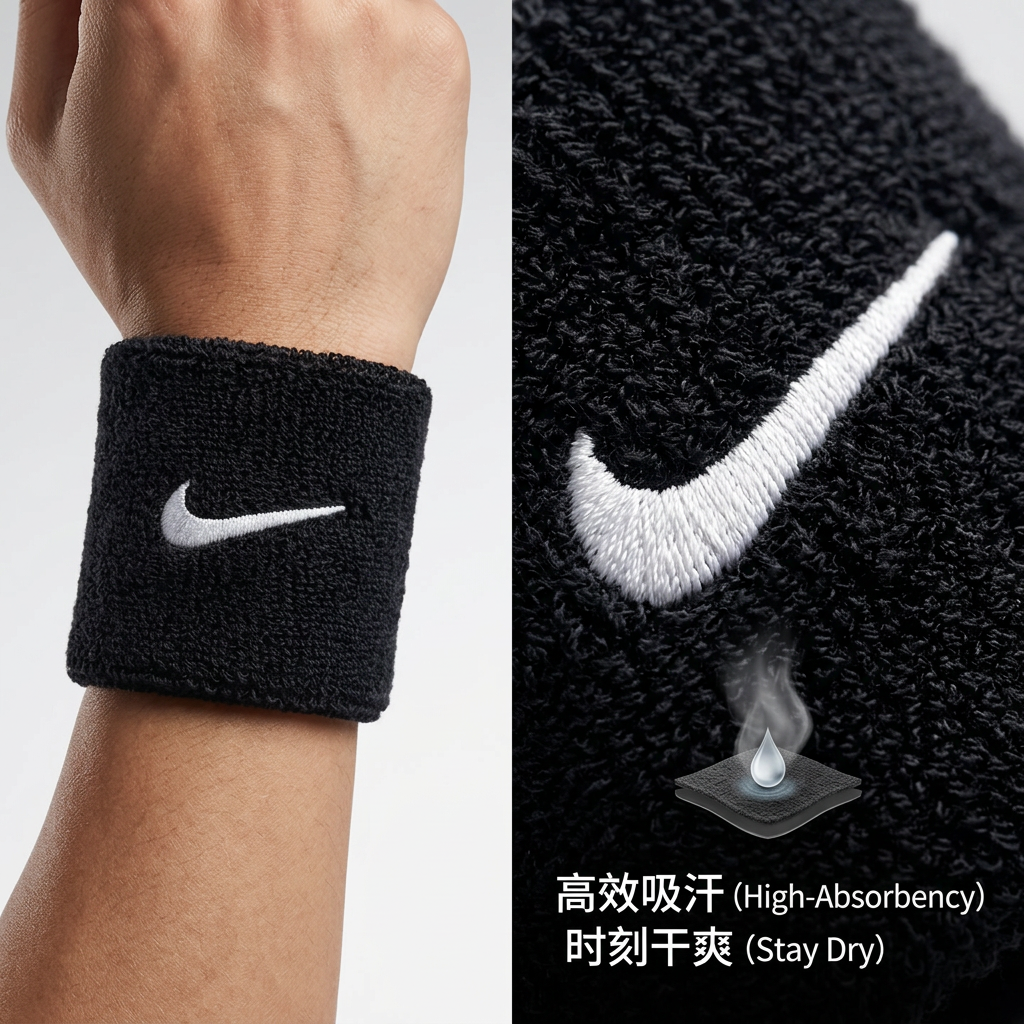 Nike耐克运动护腕男女篮球网球扭伤手腕毛巾吸汗健身防扭伤一对装