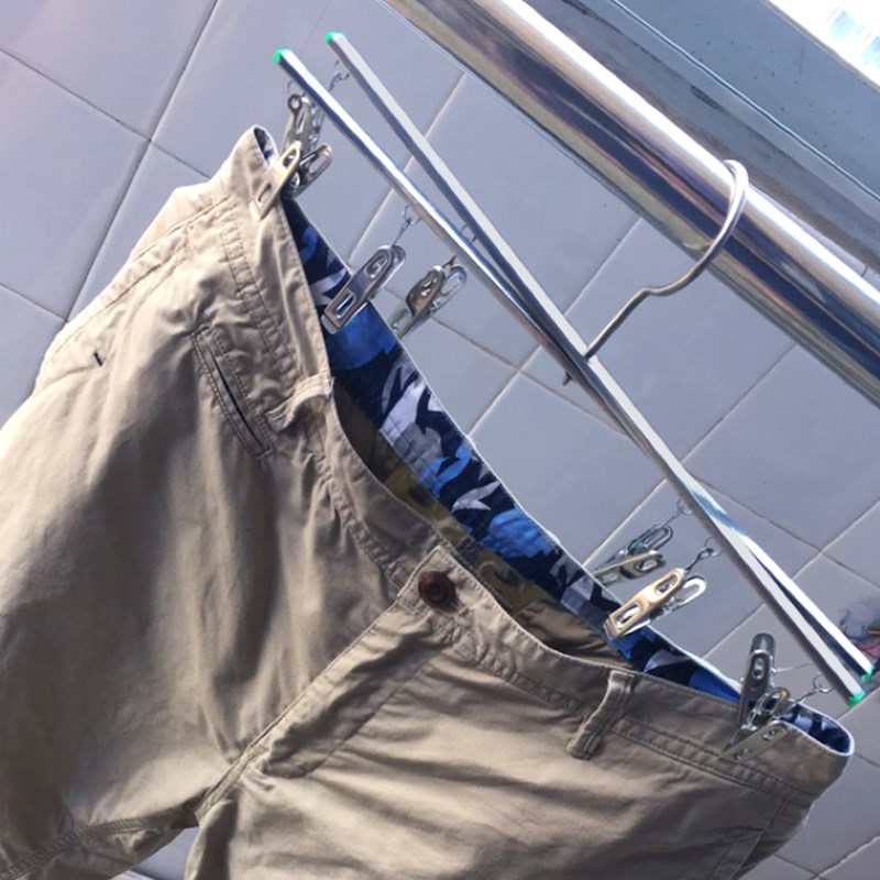 十字不锈钢晒裤架多功能加厚家用晾晒折叠衣架裤夹凉牛仔裤四角架