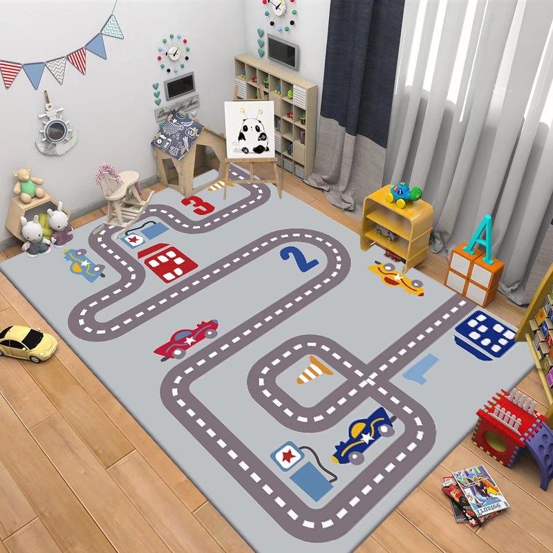 儿童益智游戏卡通地毯男孩女孩跳房子幼儿园早教防滑水洗地垫定制