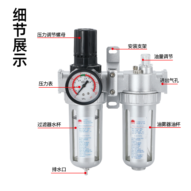 油水分离器二联件调压气源处理空压机SFC/SFR200/300/0