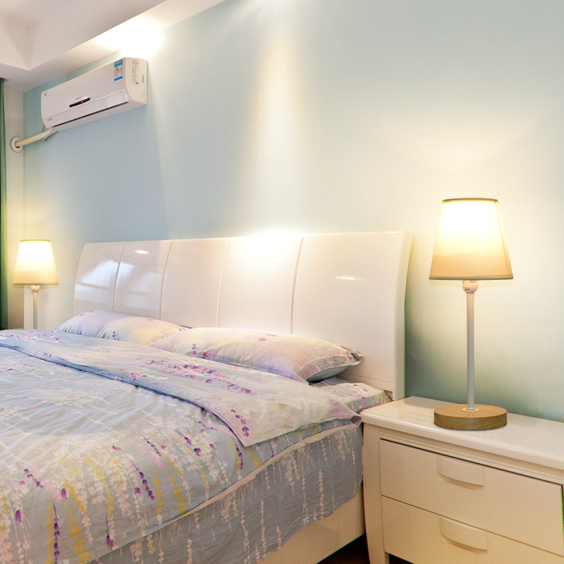 插电带灯罩底座式可换灯泡E1E27床头装饰调光款台灯