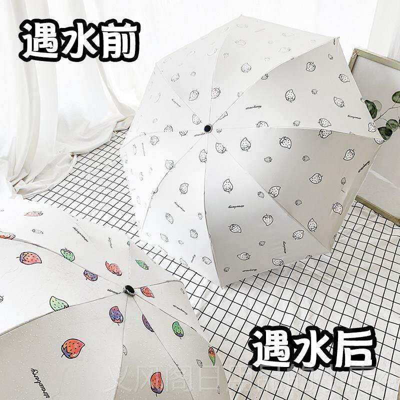 正品遇水变线网红雨伞遮阳防晒太阳伞晴两用雨防紫外遇光遇水开色
