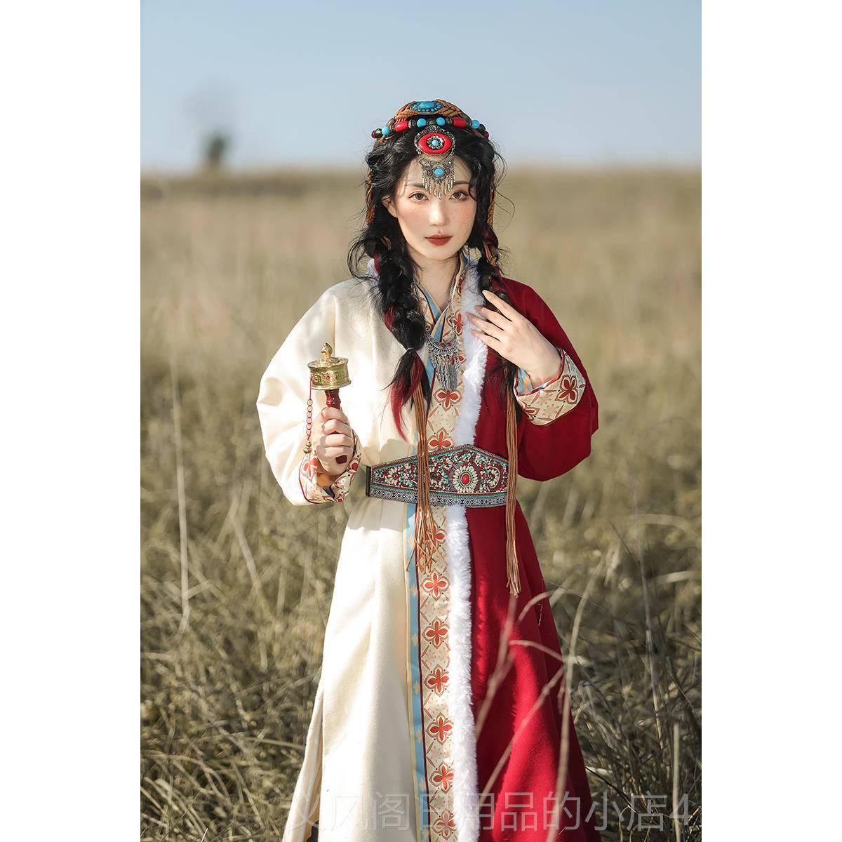 正品直少服素数民族蒙古装女成人国风汉元交领裾藏袍秋冬演出服装