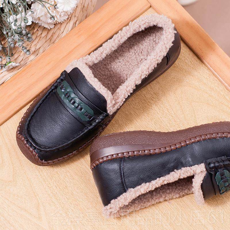 高档妈鞋冬季加平绒保暖真妈皮棉鞋毛毛鞋外2024新穿款底豆豆鞋乐,女鞋,棉鞋,淘宝优惠券,粉丝福利购,淘宝优惠卷