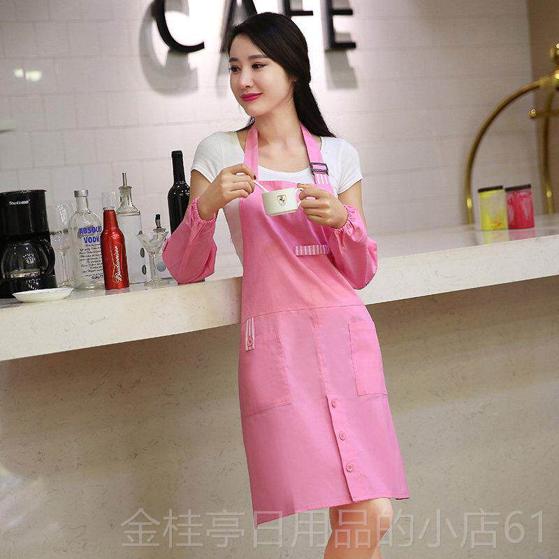 高档衣成人防女包邮厨房韩版时尚家用服围裙长袖油防水罩工作纯棉