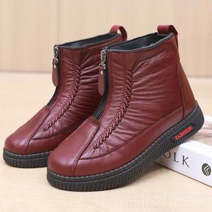 高档老北京软棉鞋女冬加绒雪保暖棉靴子靴防水防滑妈妈鞋底加厚地