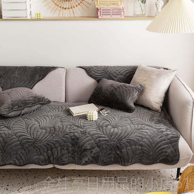高档法秋兰绒沙垫简约代坐垫子冬毛绒套罩发巾现盖布沙发套罩座垫