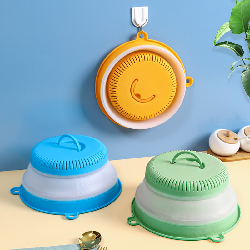 可折叠家用菜罩防苍蝇餐桌罩圆形迷你饭菜罩遮菜盖伞塑料防蚊罩