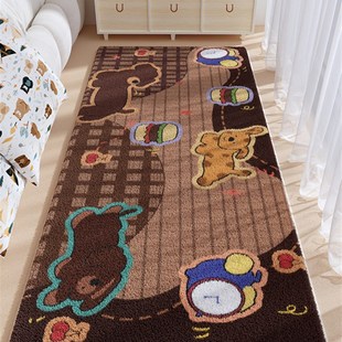 美拉德房间卧室床边地毯高级感长条加厚主卧毛绒地垫子客厅飘窗垫