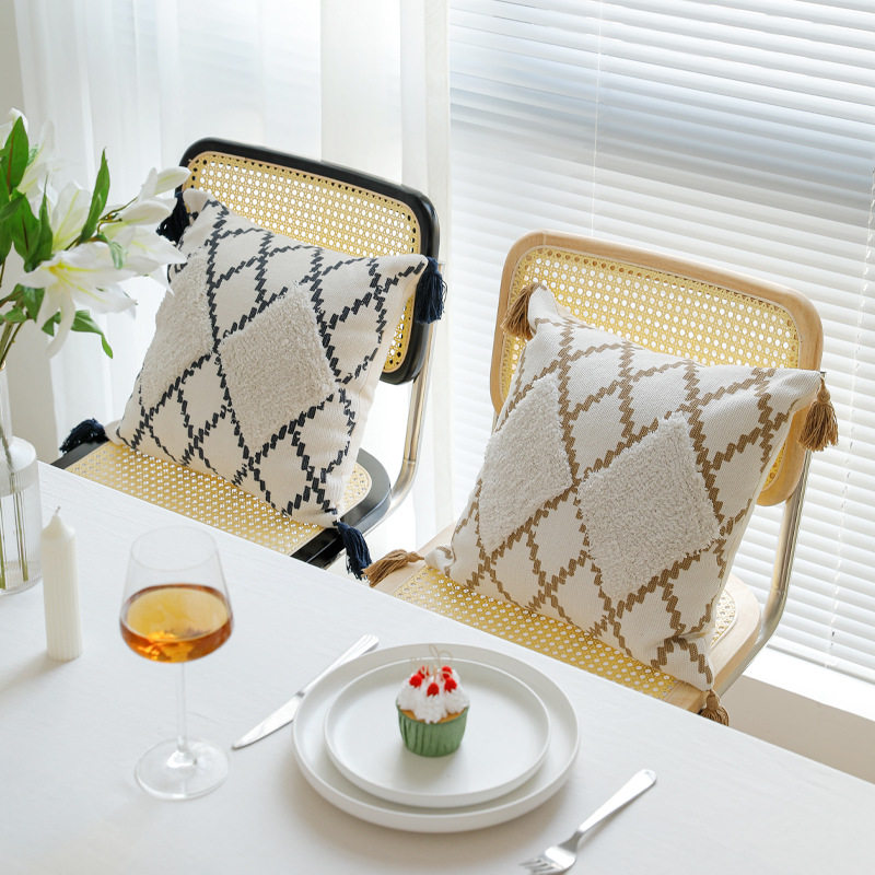 圣雪百搭风格棉线编织印花簇绒家居沙发靠垫抱枕套汽车腰靠抱枕套,床上用品,枕套,淘宝优惠券,粉丝福利购,淘宝优惠卷