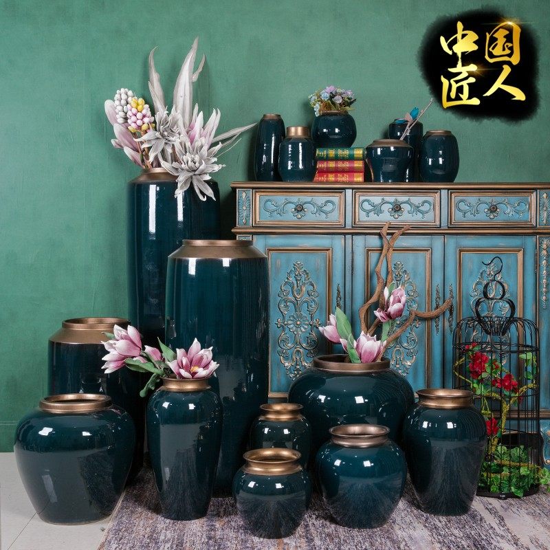 落地大号陶瓷花瓶摆件简约现代客厅插花干花瓷瓶酒店别墅摆设陶罐,家居饰品,花瓶,淘宝优惠券,粉丝福利购,淘宝优惠卷