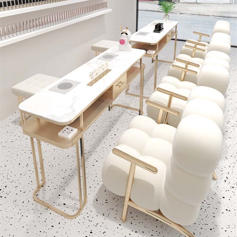 中闽尚品大功率吸尘器美甲桌椅套装单双三人美甲台全套插座修甲桌