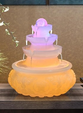 流水生财摆件循环水招财景观客厅桌面喷泉造景公司开业聚宝盆装饰