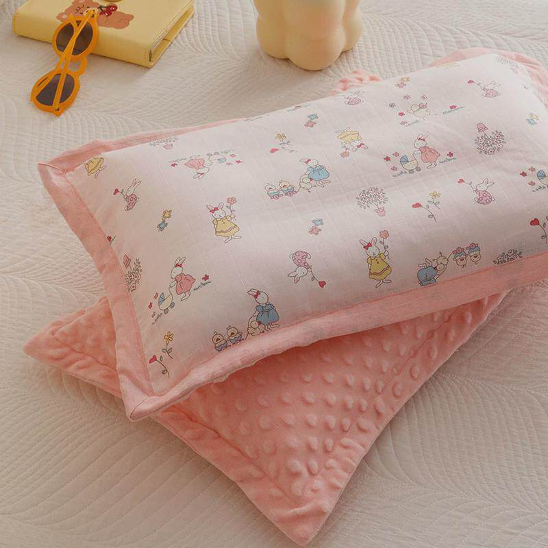 儿童双层纱豆豆绒宝宝安抚枕套透气柔软30X50/35x55/40X60/48x74