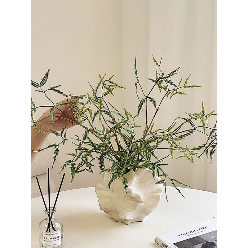 侘寂风高档陶瓷花瓶白色艺术复古家居客厅插花摆件桌面装饰品花器