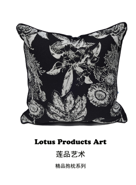 黑色加厚提花现代简约新古典客厅沙发靠垫抱枕卧室床上靠背靠包套