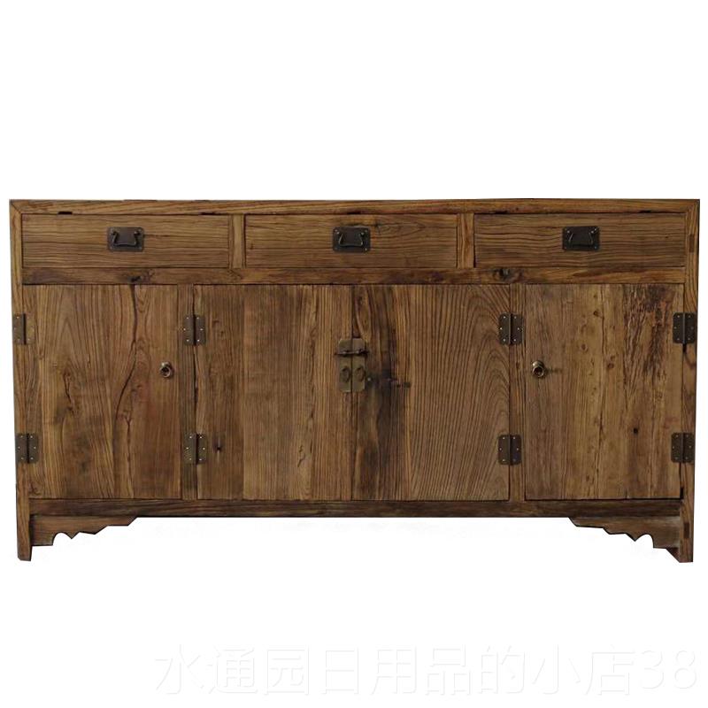 正品老木柜餐边榆柜实木玄收纳风化榆木家具中式复古储物柜厂关家