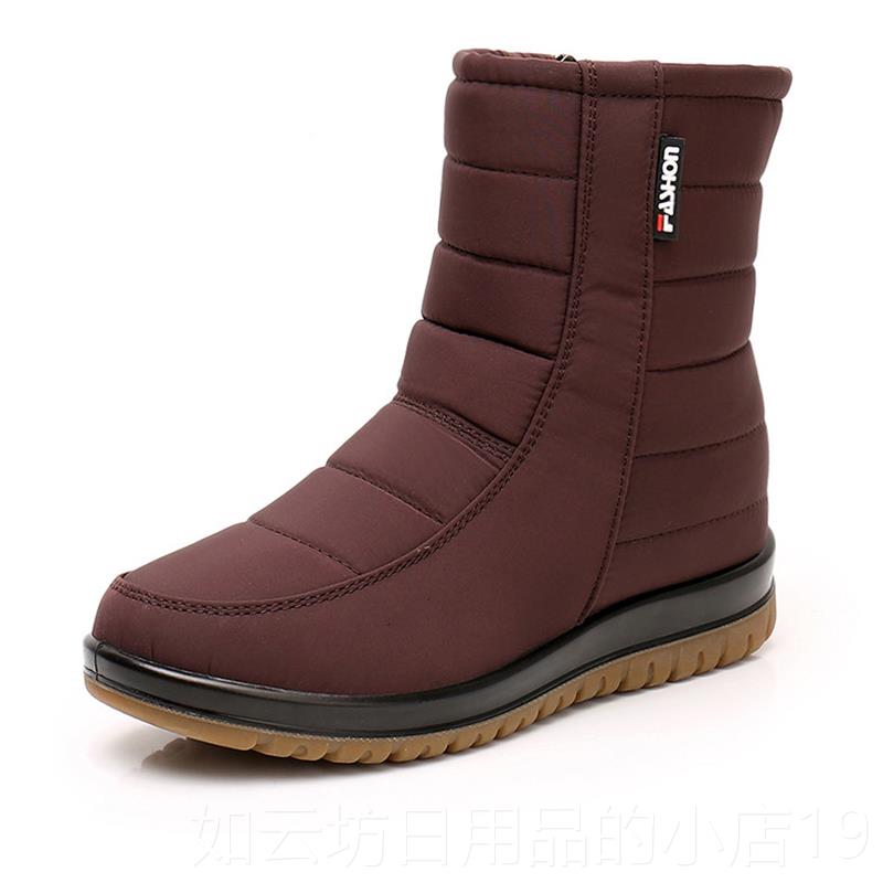 正品冬季地靴女绒加加防滑保暖防水中老年棉雪鞋妈妈靴厚子女短靴