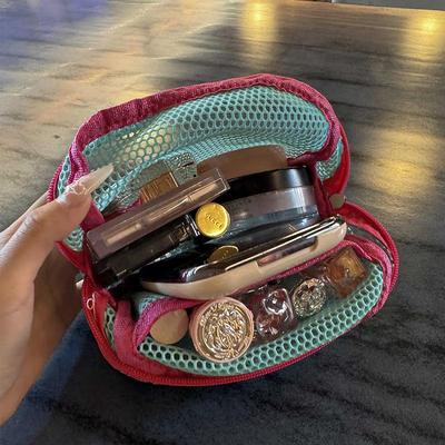 日本旅行收纳袋大容量分区化妆品收纳袋随身化妆化妆包网格收纳包